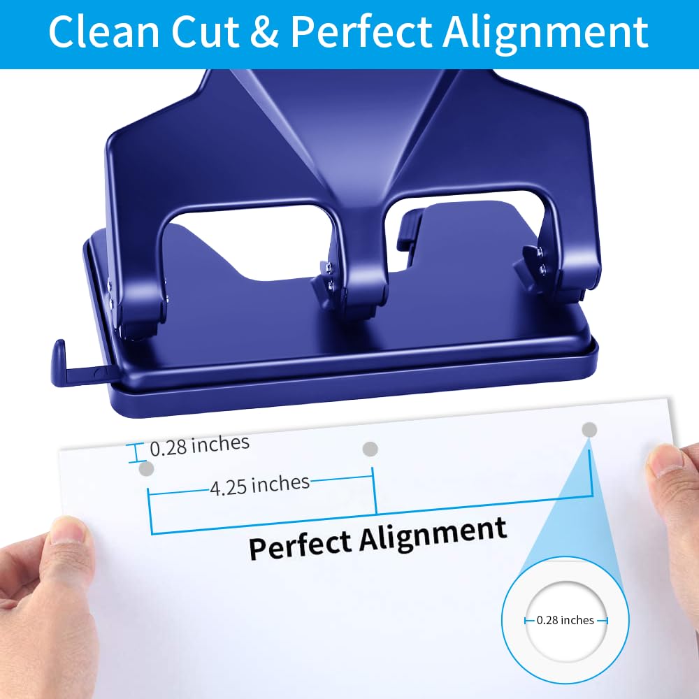 AFMAT 3 Hole Punch Heavy Duty, 40-Sheet Three Hole Punch, 50% Reduced Effort Metal Paper Puncher w/Large Chip Tray HP15
