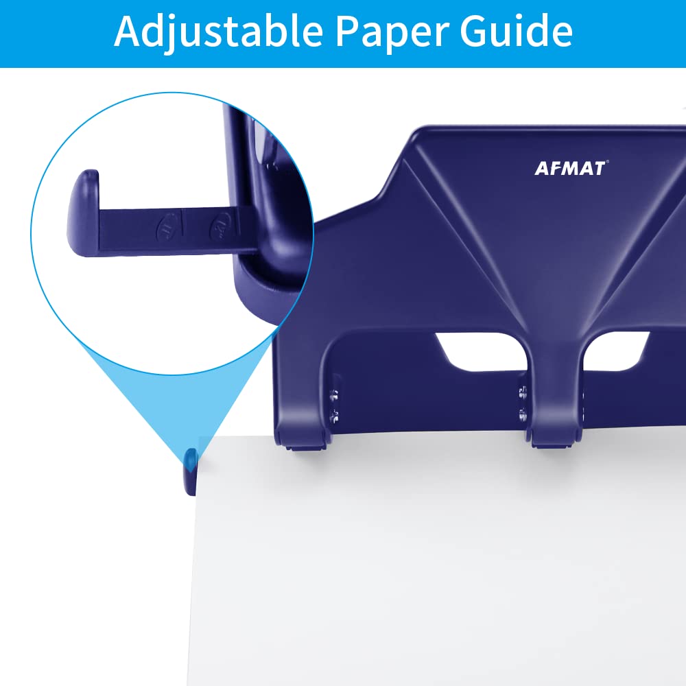 AFMAT 3 Hole Punch Heavy Duty, 40-Sheet Three Hole Punch, 50% Reduced Effort Metal Paper Puncher w/Large Chip Tray HP15