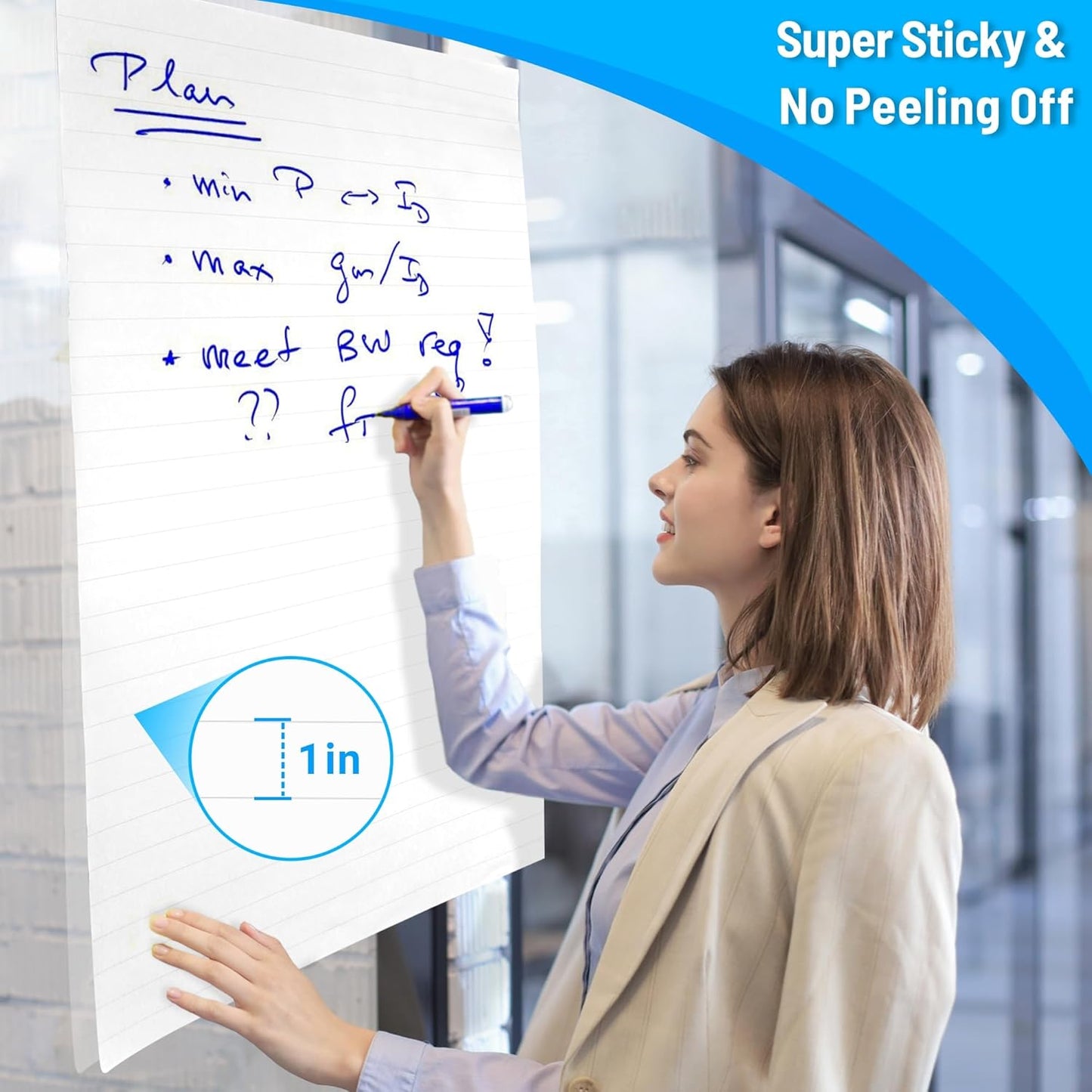 AFMAT Sticky Easel Pad, 6-Pad Lined Chart Paper, 25 x 30 inches, 30 Sheets/Pad