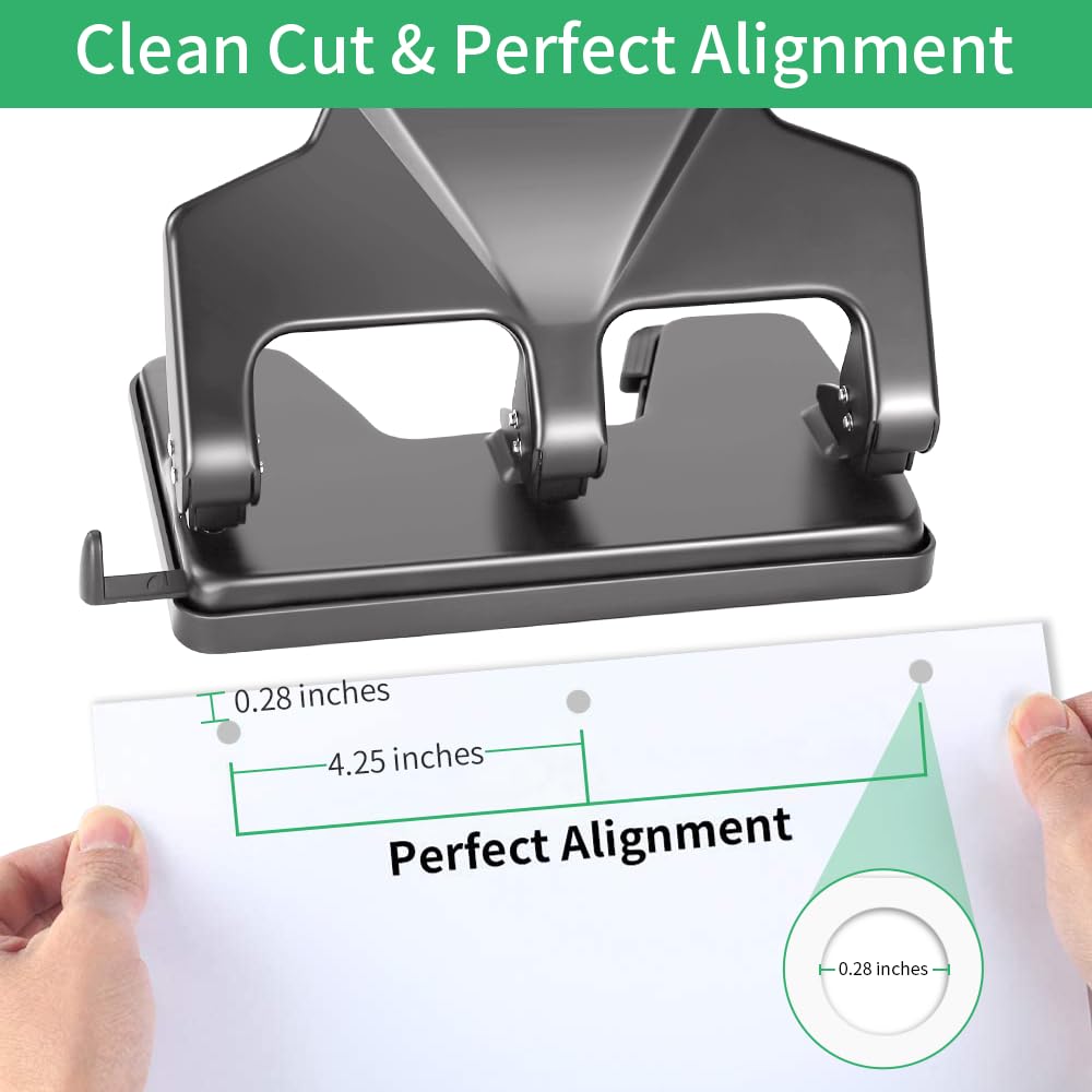 AFMAT 3 Hole Punch Heavy Duty, 40-Sheet Three Hole Punch, 50% Reduced Effort Metal Paper Puncher w/Large Chip Tray HP15