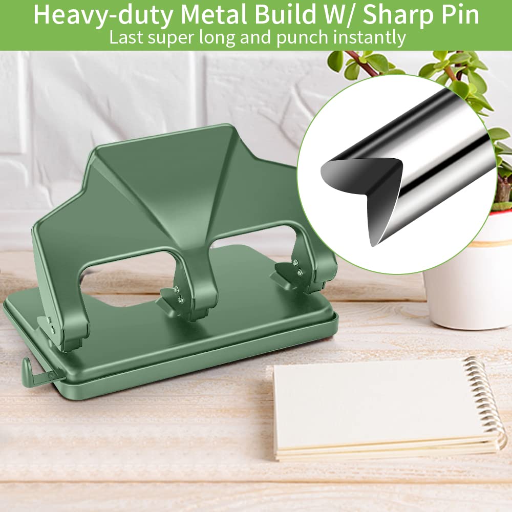 AFMAT 3 Hole Punch Heavy Duty, 40-Sheet Three Hole Punch, 50% Reduced Effort Metal Paper Puncher w/Large Chip Tray HP15