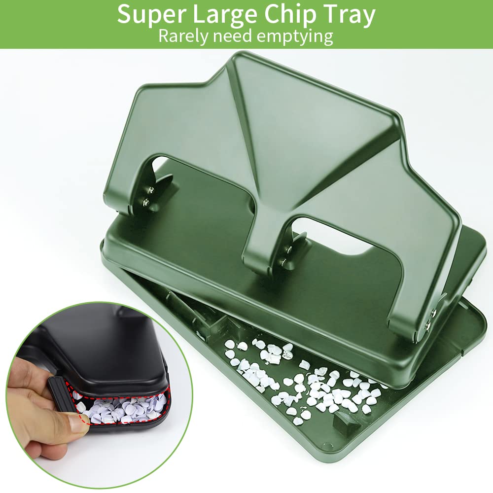 AFMAT 3 Hole Punch Heavy Duty, 40-Sheet Three Hole Punch, 50% Reduced Effort Metal Paper Puncher w/Large Chip Tray HP15