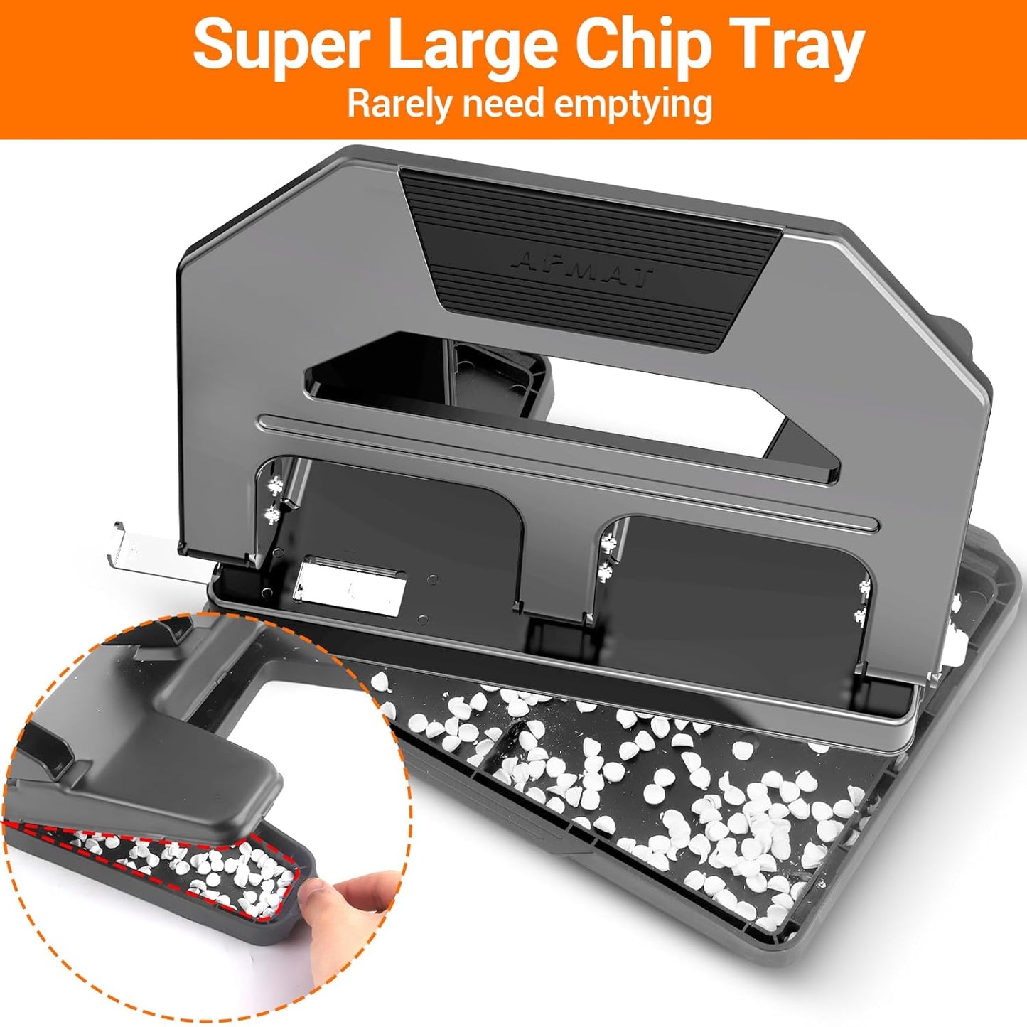 AFMAT 3 Hole Puncher Heavy Duty, 40-Sheet Heavy Duty Three Hole Punch, 50% Reduced Effort Paper Punch, 10000+ Punching Times HPX2BK