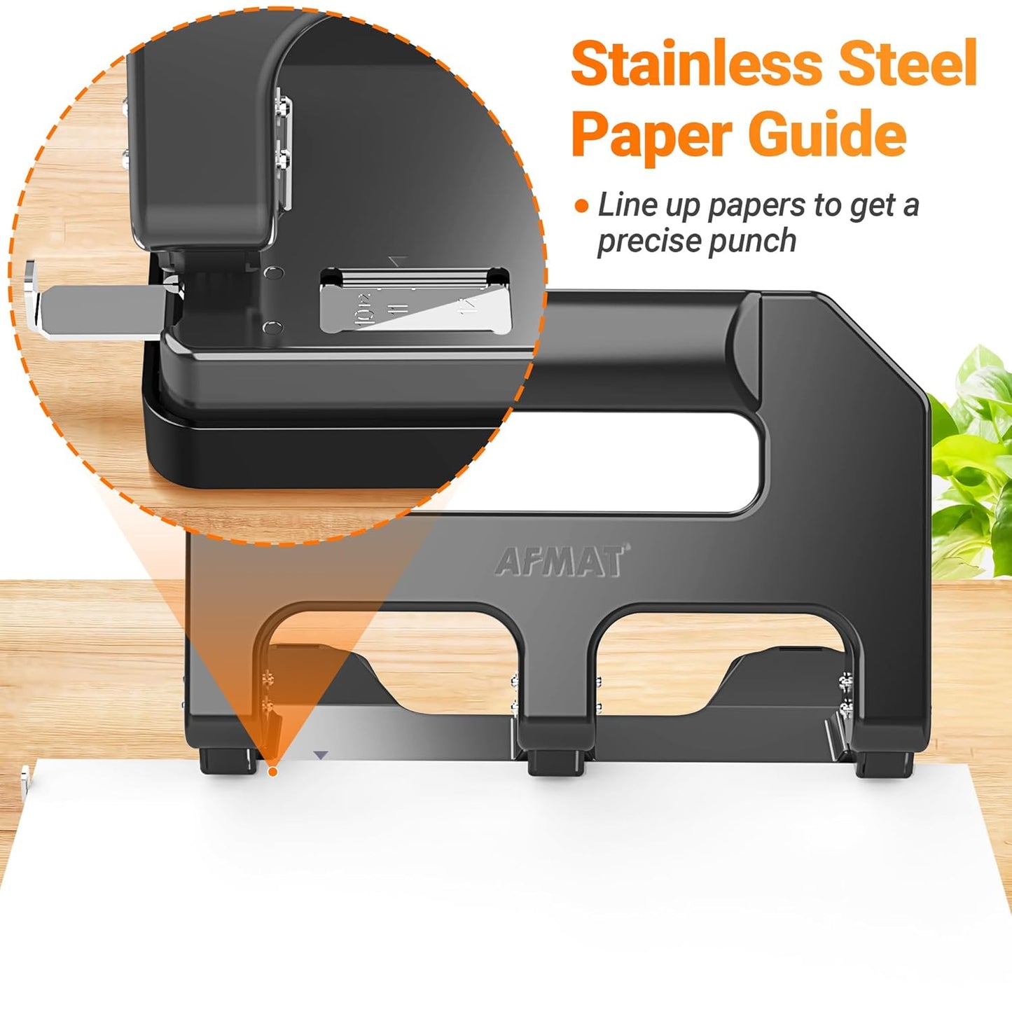 AFMAT 3 Hole Punch Heavy Duty, 3 Hole Puncher for Binder, 10000+ Punching Times, 40-Sheet Three Hole Punch