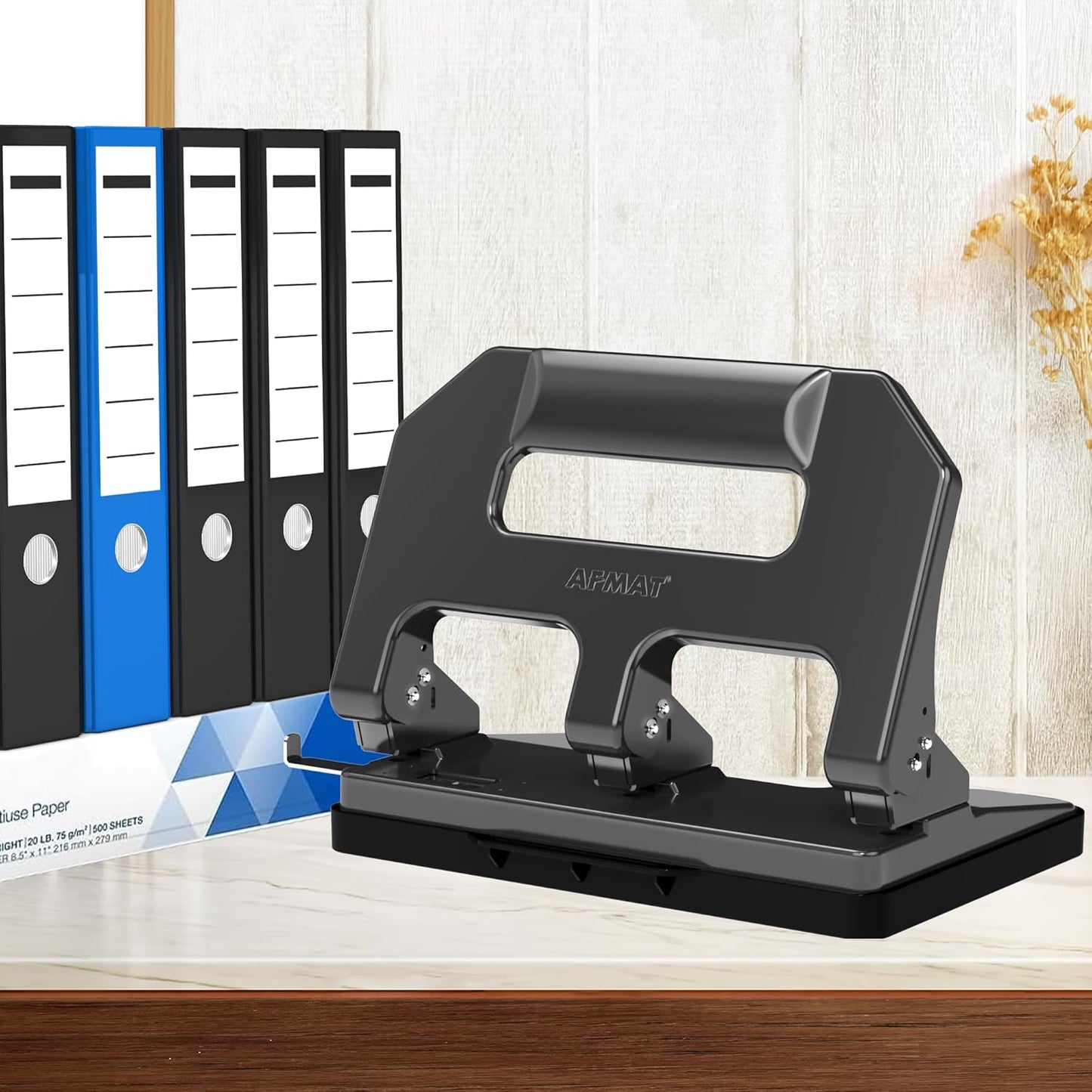 AFMAT 3 Hole Punch Heavy Duty, 3 Hole Puncher for Binder, 10000+ Punching Times, 40-Sheet Three Hole Punch