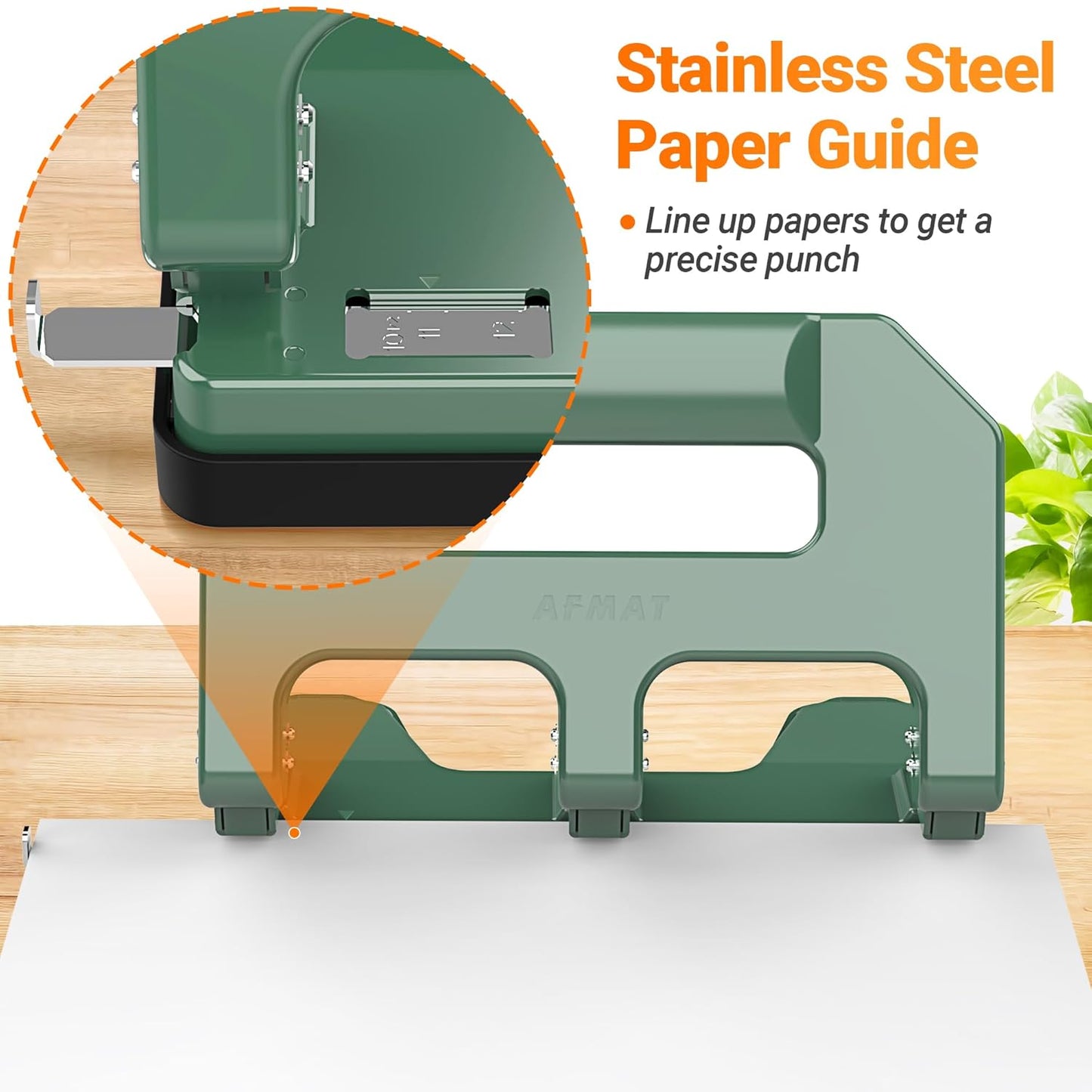 AFMAT 3 Hole Punch Heavy Duty, 3 Hole Puncher for Binder, 10000+ Punching Times, 40-Sheet Three Hole Punch