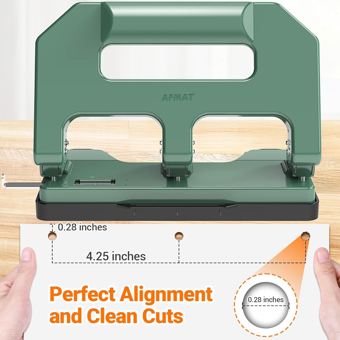 AFMAT 3 Hole Punch Heavy Duty, 3 Hole Puncher for Binder, 10000+ Punching Times, 40-Sheet Three Hole Punch