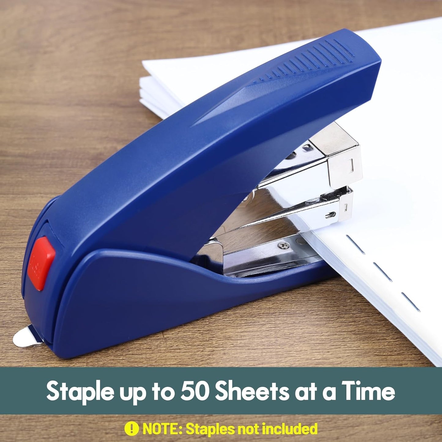 Stapler for Desk, 50 Sheet Effortless Stapler, Desktop Stapler Staple with One Finger, Portable Handheld Ergonomic Stapler Heavy Duty