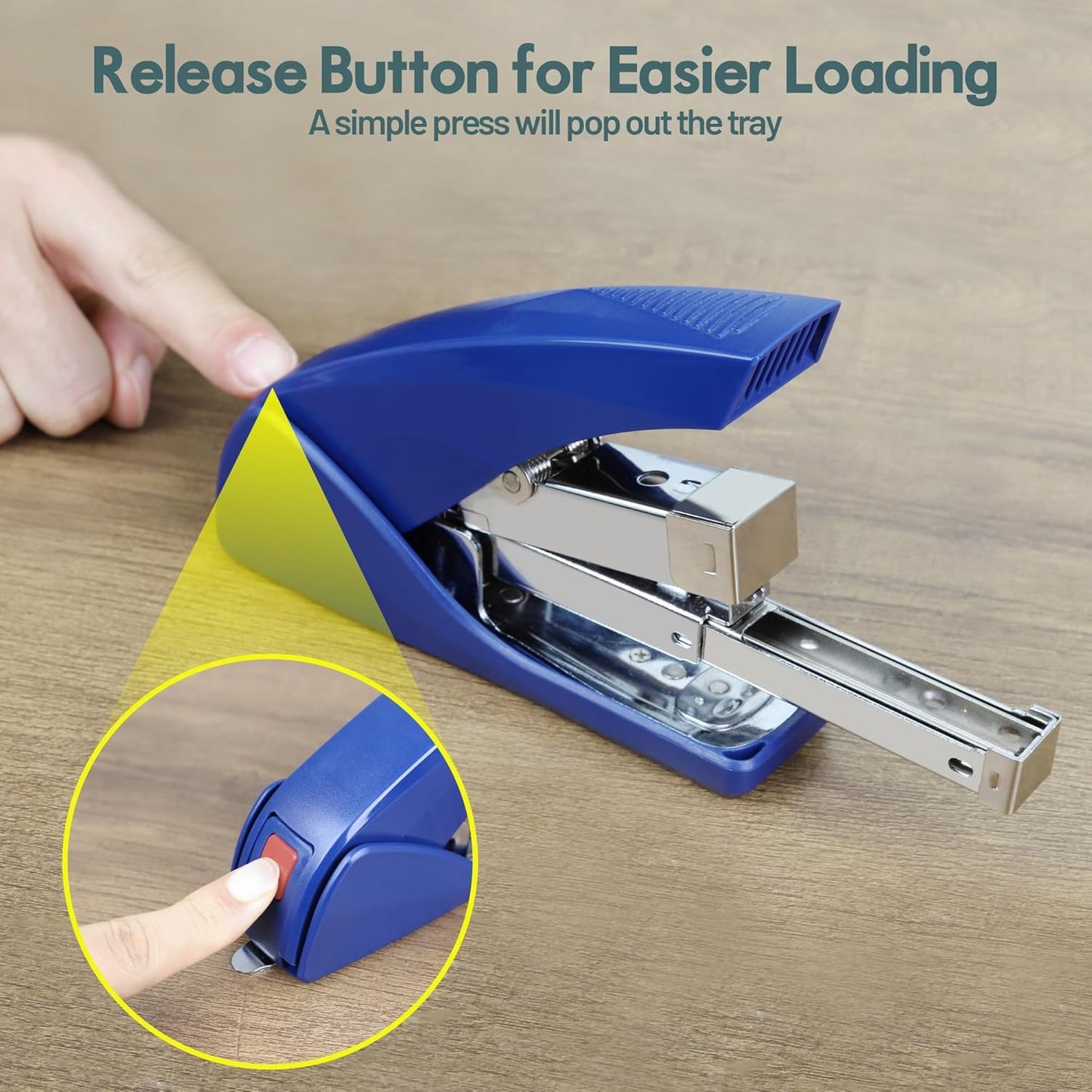 Stapler for Desk, 50 Sheet Effortless Stapler, Desktop Stapler Staple with One Finger, Portable Handheld Ergonomic Stapler Heavy Duty