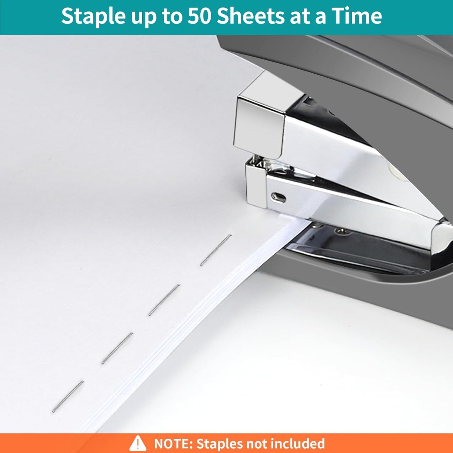 Stapler for Desk, 50 Sheet Effortless Stapler, Desktop Stapler Staple with One Finger, Portable Handheld Ergonomic Stapler Heavy Duty