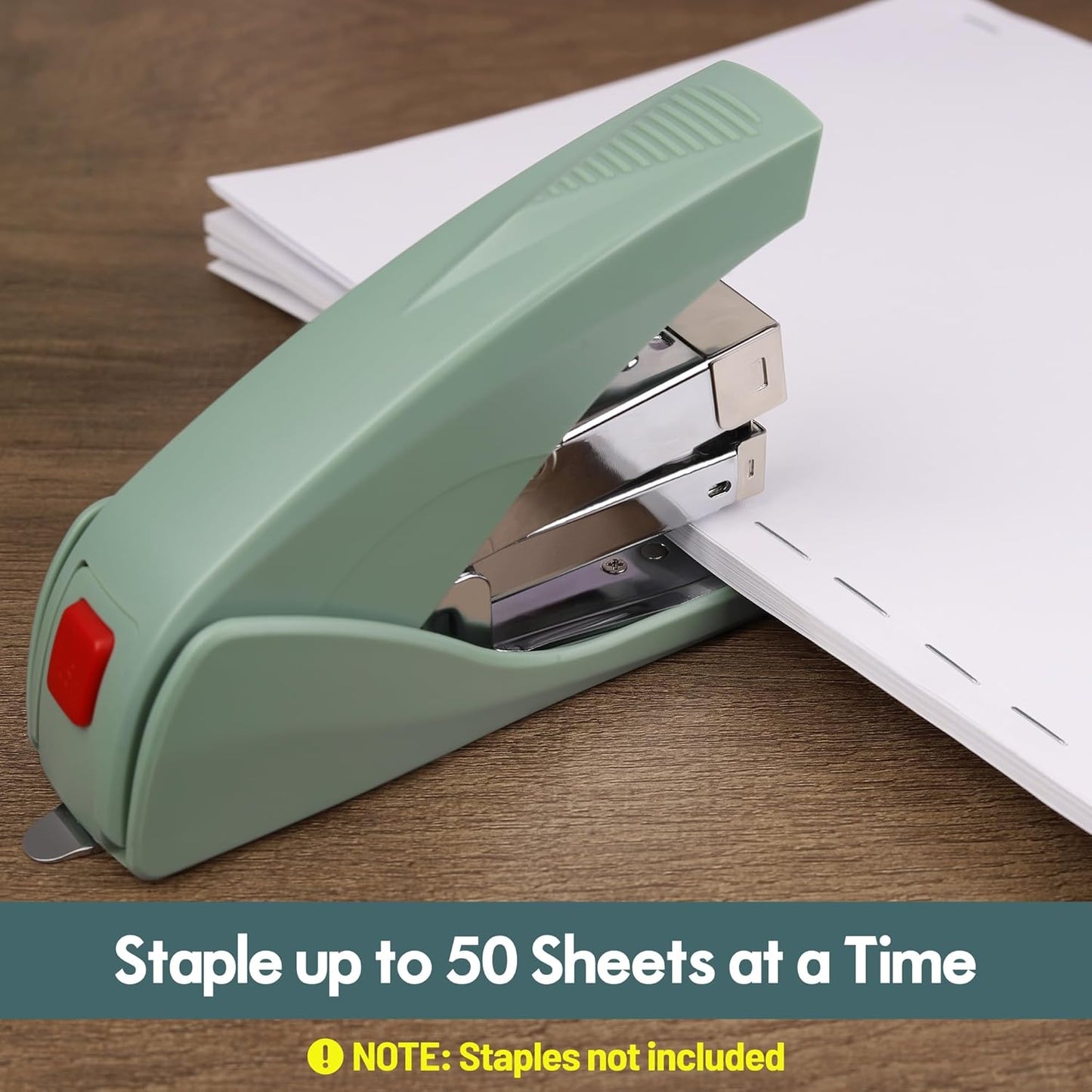 Stapler for Desk, 50 Sheet Effortless Stapler, Desktop Stapler Staple with One Finger, Portable Handheld Ergonomic Stapler Heavy Duty