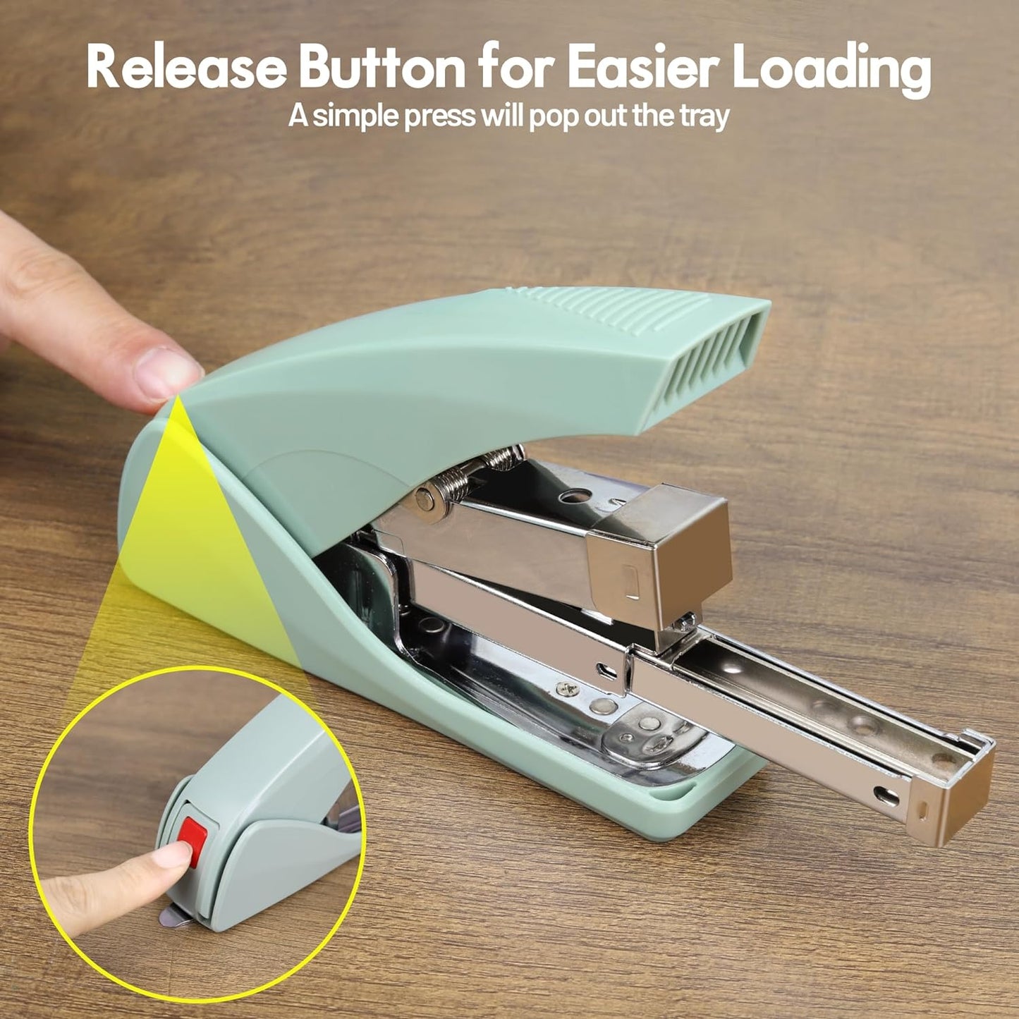 Stapler for Desk, 50 Sheet Effortless Stapler, Desktop Stapler Staple with One Finger, Portable Handheld Ergonomic Stapler Heavy Duty