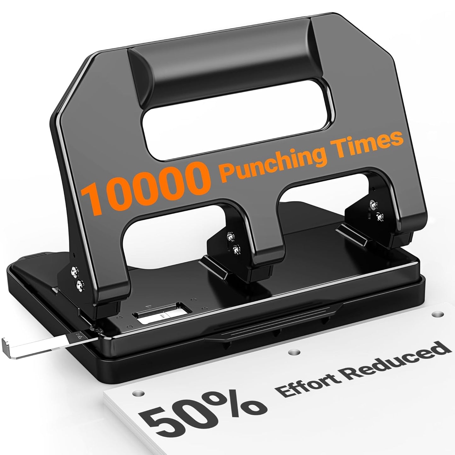 AFMAT HPX1 3 Hole Punch Heavy Duty, 3 Hole Puncher for Binder, 10000+ Punching Times, 40-Sheet Three Hole Punch,Grey