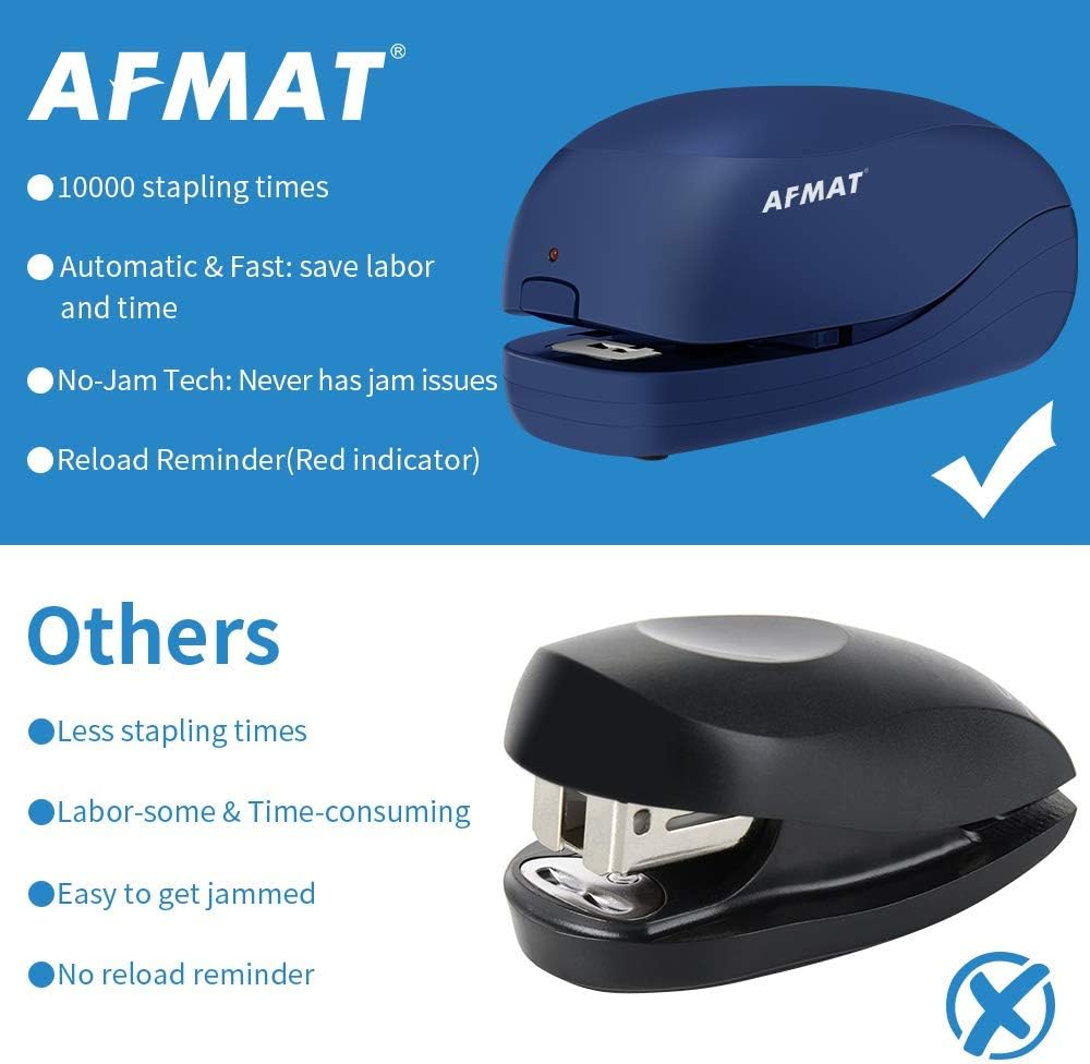 AFMAT Electric Stapler for Desk, Automatic Stapler Desktop, Office Staplers Electric, with Reload Reminder & Release Button, 25 Sheets Capacit