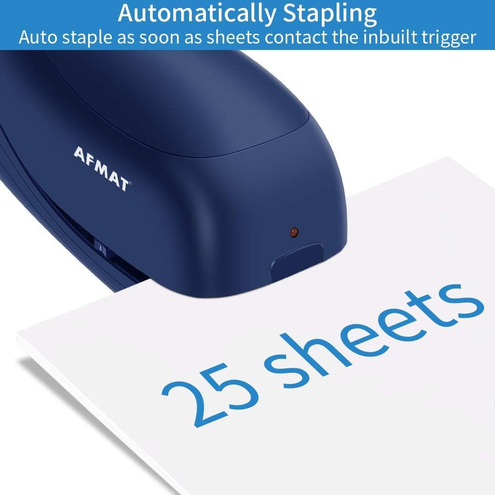 AFMAT Electric Stapler for Desk, Automatic Stapler Desktop, Office Staplers Electric, with Reload Reminder & Release Button, 25 Sheets Capacit