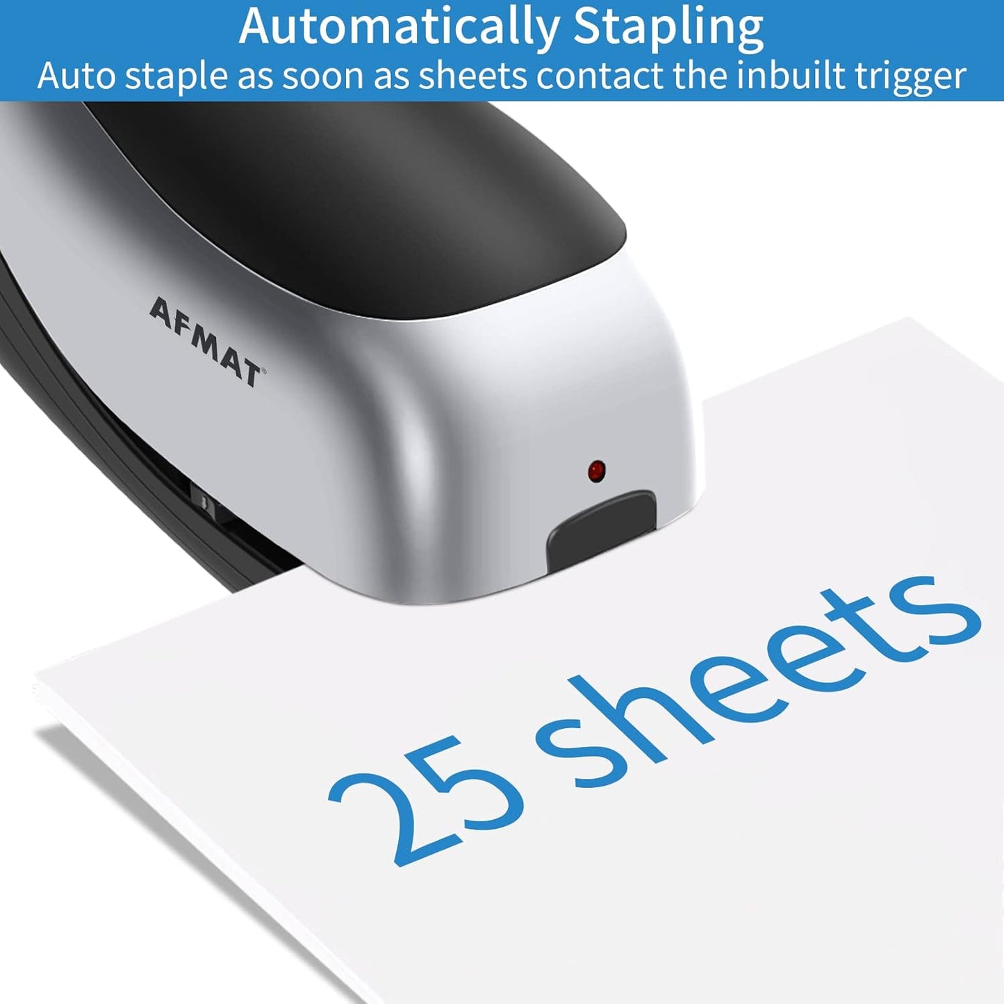AFMAT Electric Stapler for Desk, Automatic Stapler Desktop, Office Staplers Electric, with Reload Reminder & Release Button, 25 Sheets Capacit