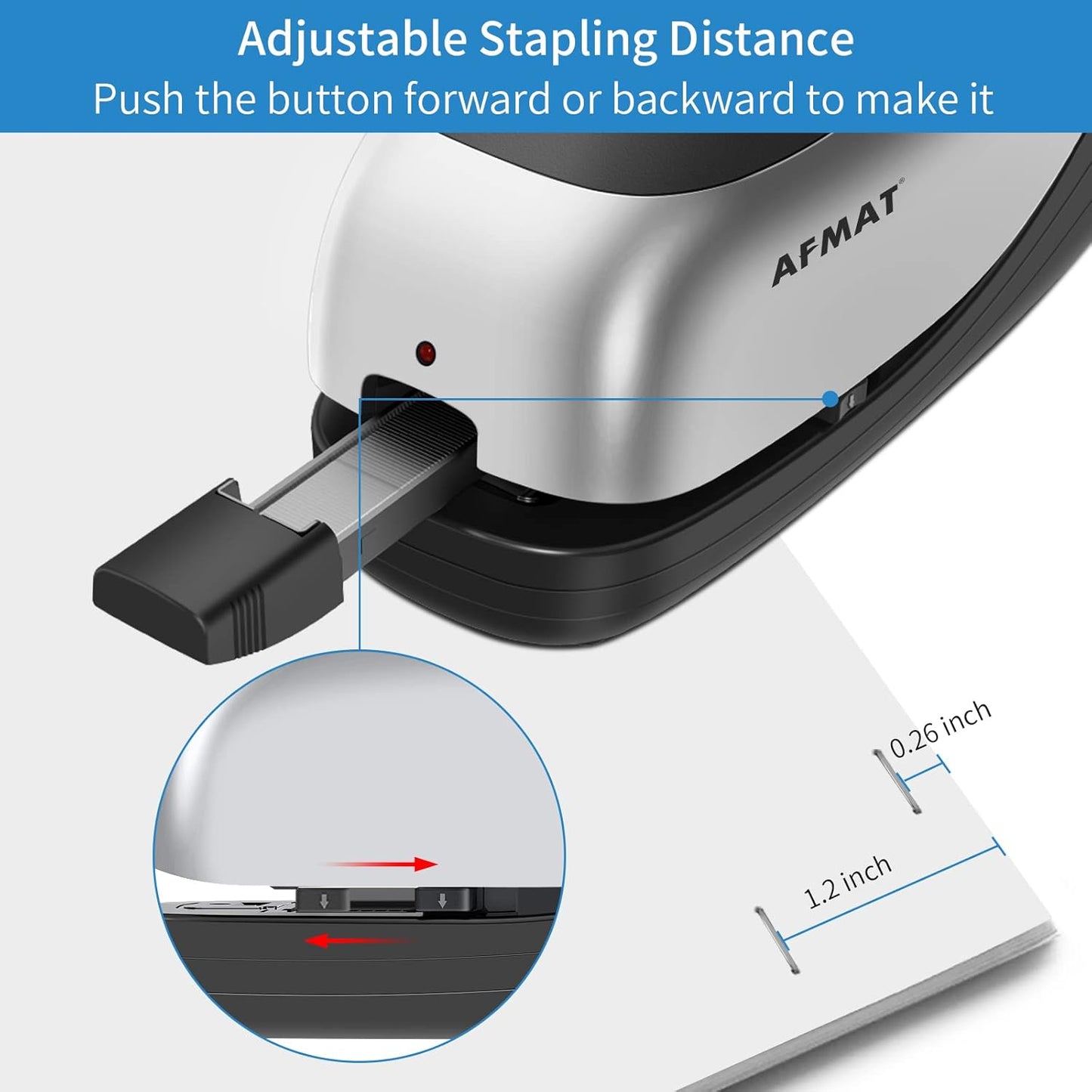 AFMAT Electric Stapler for Desk, Automatic Stapler Desktop, Office Staplers Electric, with Reload Reminder & Release Button, 25 Sheets Capacit