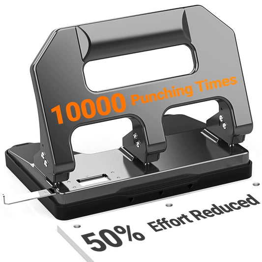 AFMAT HPX1 3 Hole Punch Heavy Duty, 3 Hole Puncher for Binder, 10000+ Punching Times, 40-Sheet Three Hole Punch,Grey
