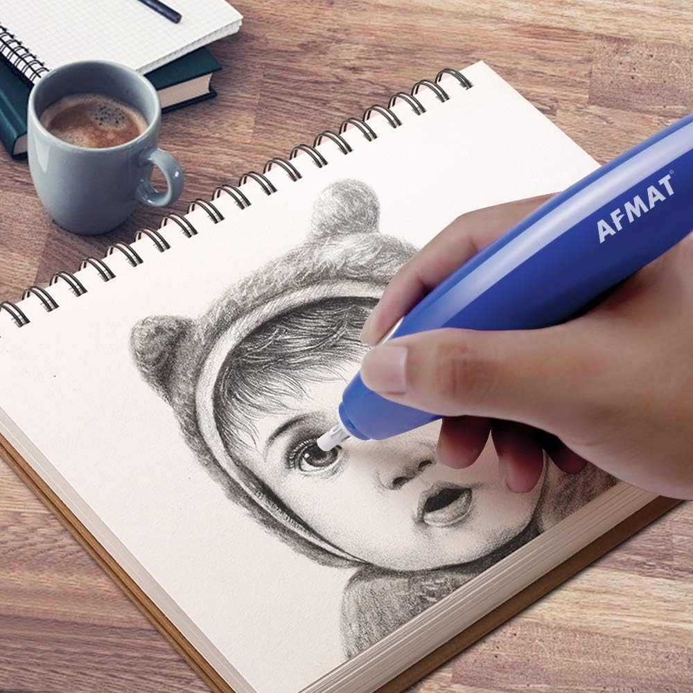 AFMAT Electric Eraser for Artists, AFMAT Rechargeable Electric Eraser Kit,140 Refills for Drafting, Electric Pencil Eraser - Battery Operated for Drawing Pencils, Crafts, Arts