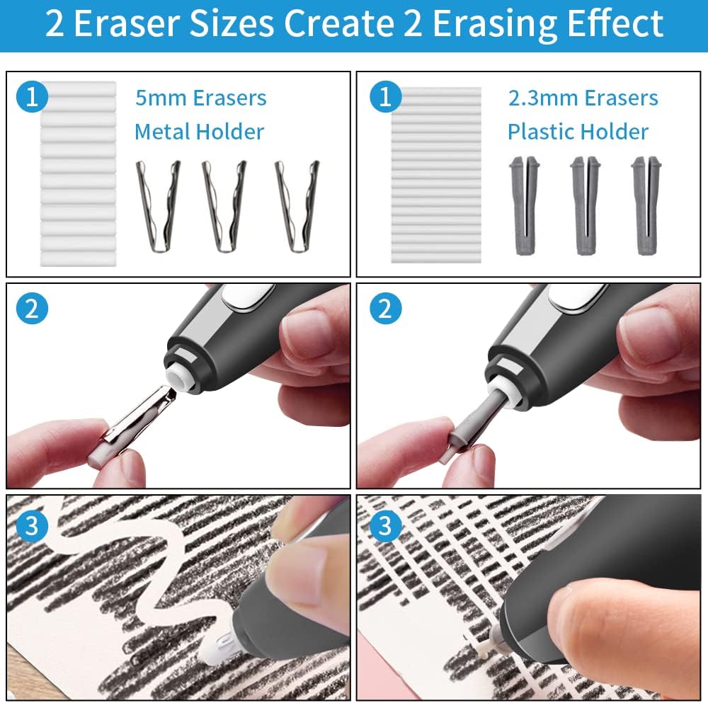 AFMAT Electric Eraser for Artists, AFMAT Rechargeable Electric Eraser Kit,140 Refills for Drafting, Electric Pencil Eraser - Battery Operated for Drawing Pencils, Crafts, Arts