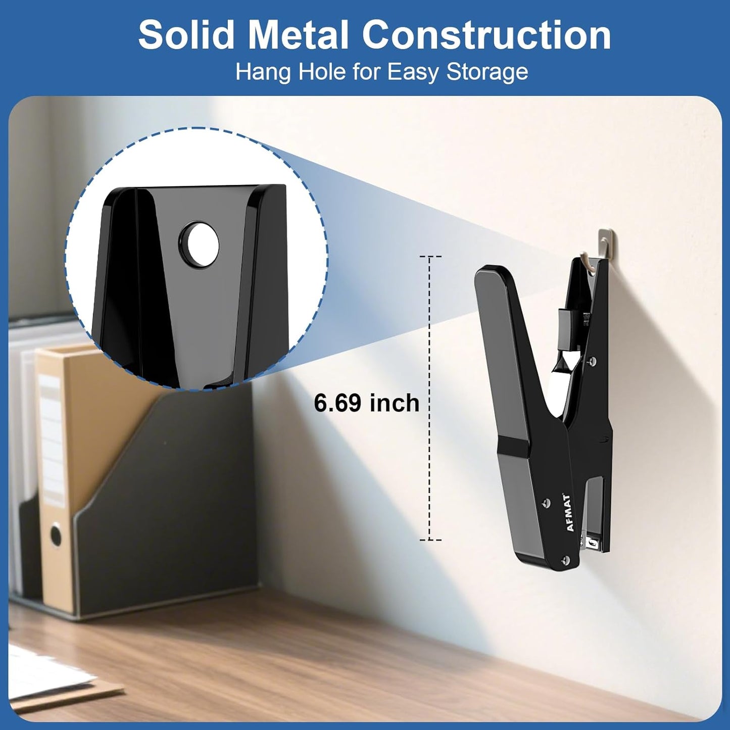 AFMAT Müheloser Zangenhefter, 50-Blatt-Heftzange aus Metall, mit 1000 5/16-Zoll-Heftklammern, Modell: ES14 (Grün)
