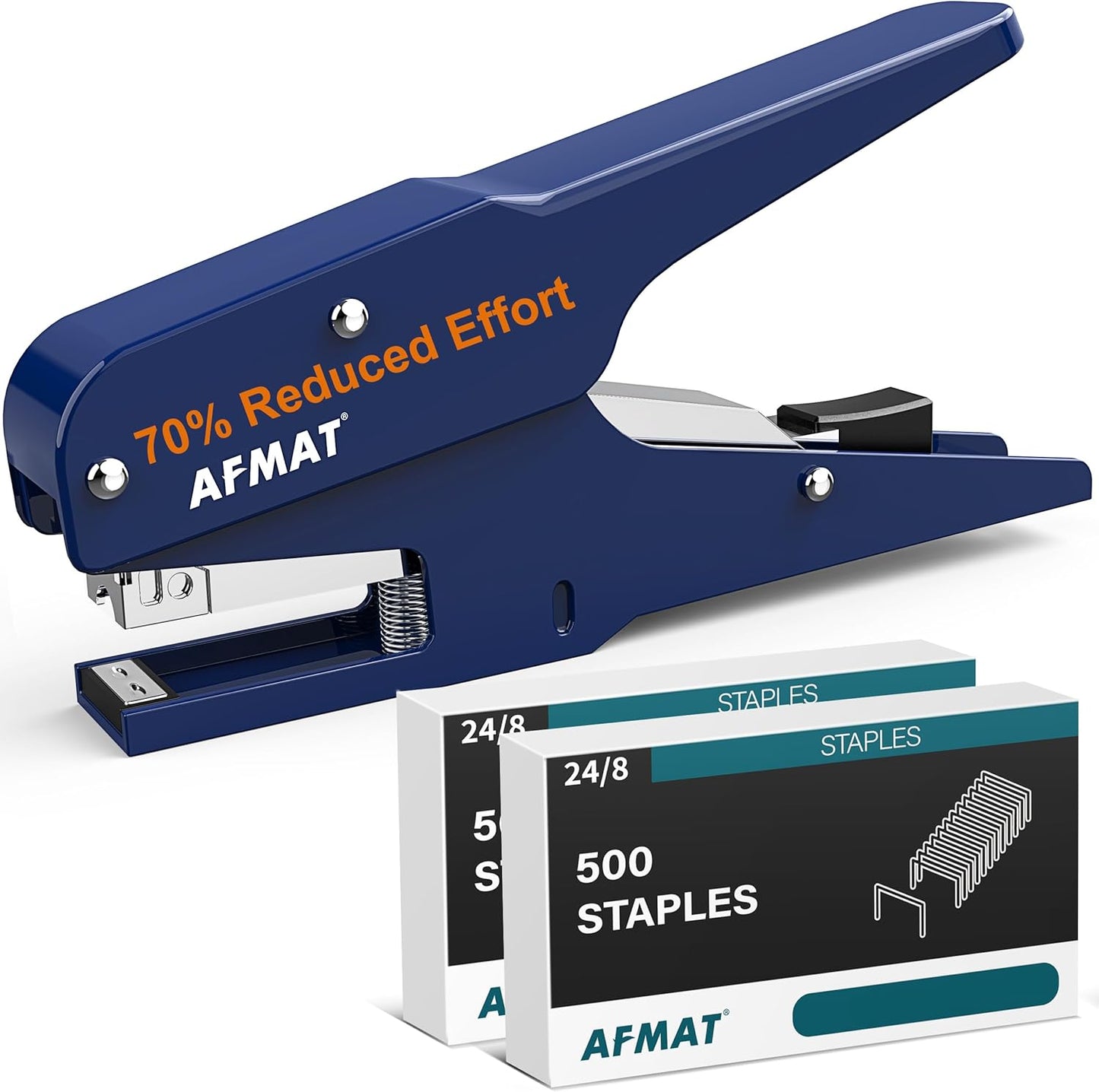 AFMAT Effortless Plier Stapler, Metal 50 Sheet Stapling Plier, with 1000 5/16" Staples