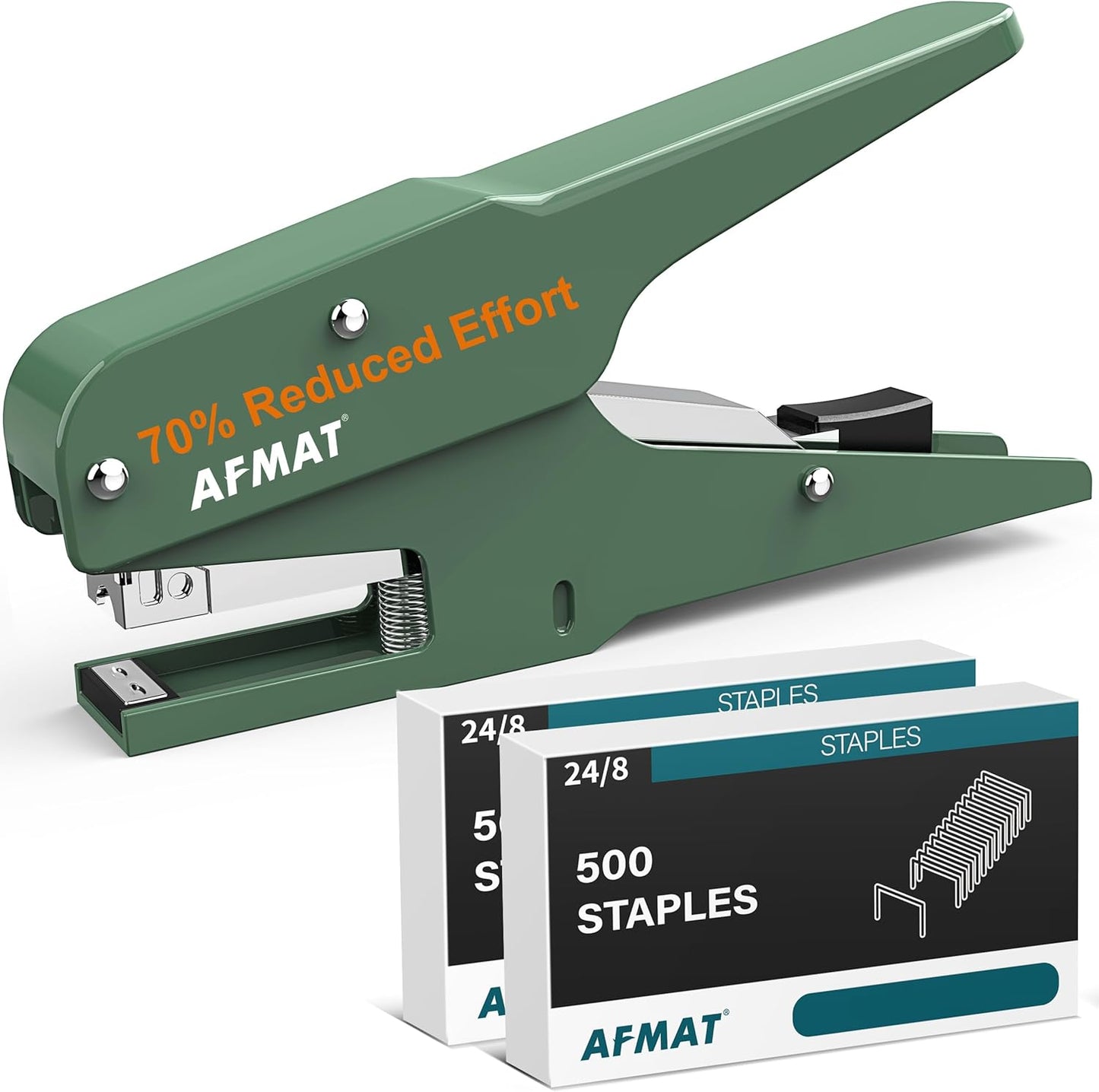 AFMAT Effortless Plier Stapler, Metal 50 Sheet Stapling Plier, with 1000 5/16" Staples