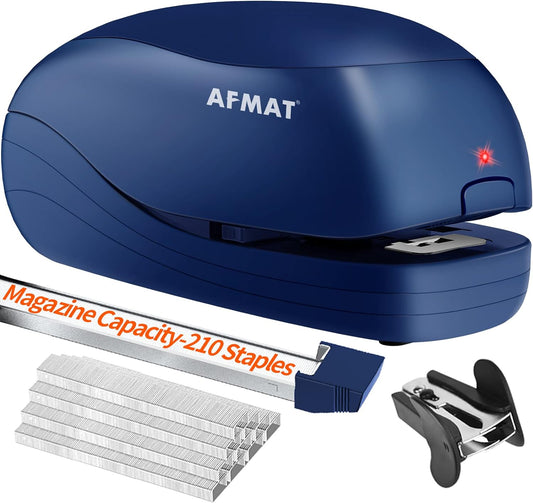 AFMAT ES04 Electric Stapler for Desk, Automatic Stapler Desktop, Office Staplers Electric, with Reload Reminder & Release Button, 25 Sheets Capacit,Blue
