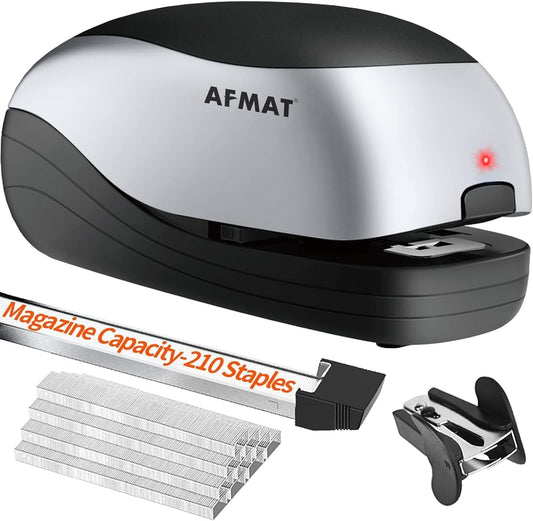 AFMAT ES07 Electric Stapler for Desk, Automatic Stapler Desktop, Office Staplers Electric, with Reload Reminder & Release Button, 25 Sheets Capacit,Silver
