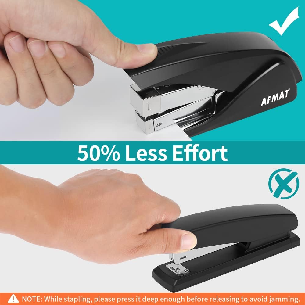Stapler for Desk, 50 Sheet Effortless Stapler, Desktop Stapler Staple with One Finger, Portable Handheld Ergonomic Stapler Heavy Duty