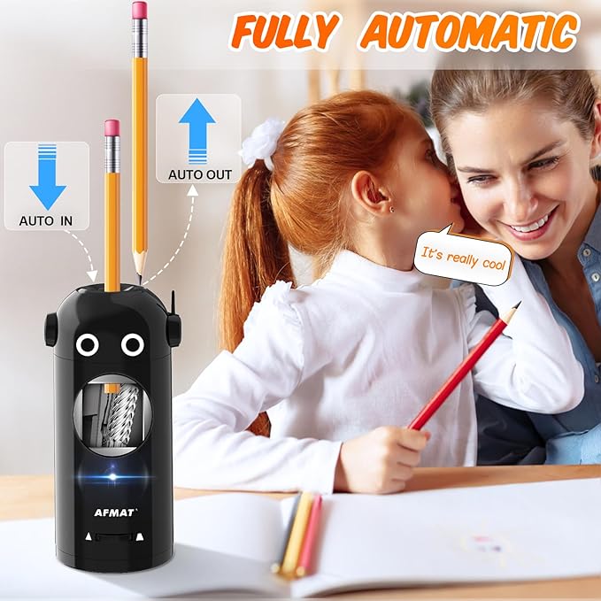 Available in Australia:AFMAT Electric Pencil Sharpener, Robot Pencil Sharpener for Colored Pencils 7-11.5mm,Model:PSX5RB(Green)