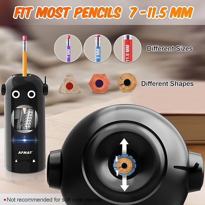 Available in Australia:AFMAT Electric Pencil Sharpener, Robot Pencil Sharpener for Colored Pencils 7-11.5mm,Model:PSX5RB(Green)