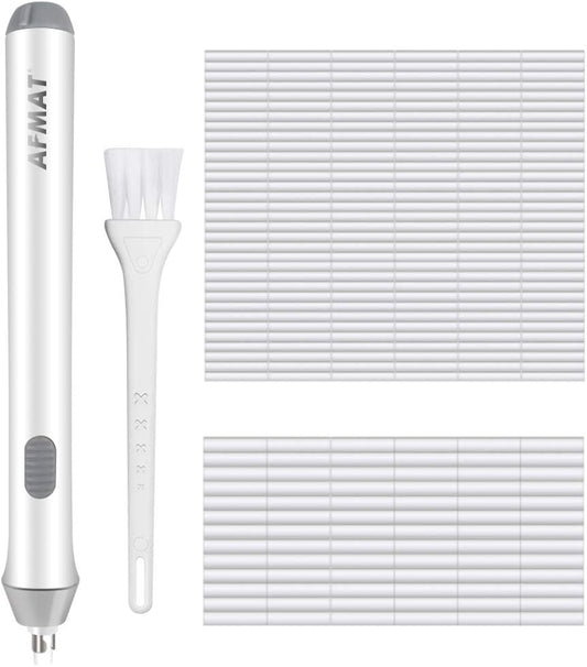 AFMAT EEW001 Electric Eraser for Drawing, Battery Operated Eraser with 140 Refills, Electric Erasers Kit for Artist, Art Erasers for Painting, Sketching, Drafting, Detailer Tool for Crafting,White