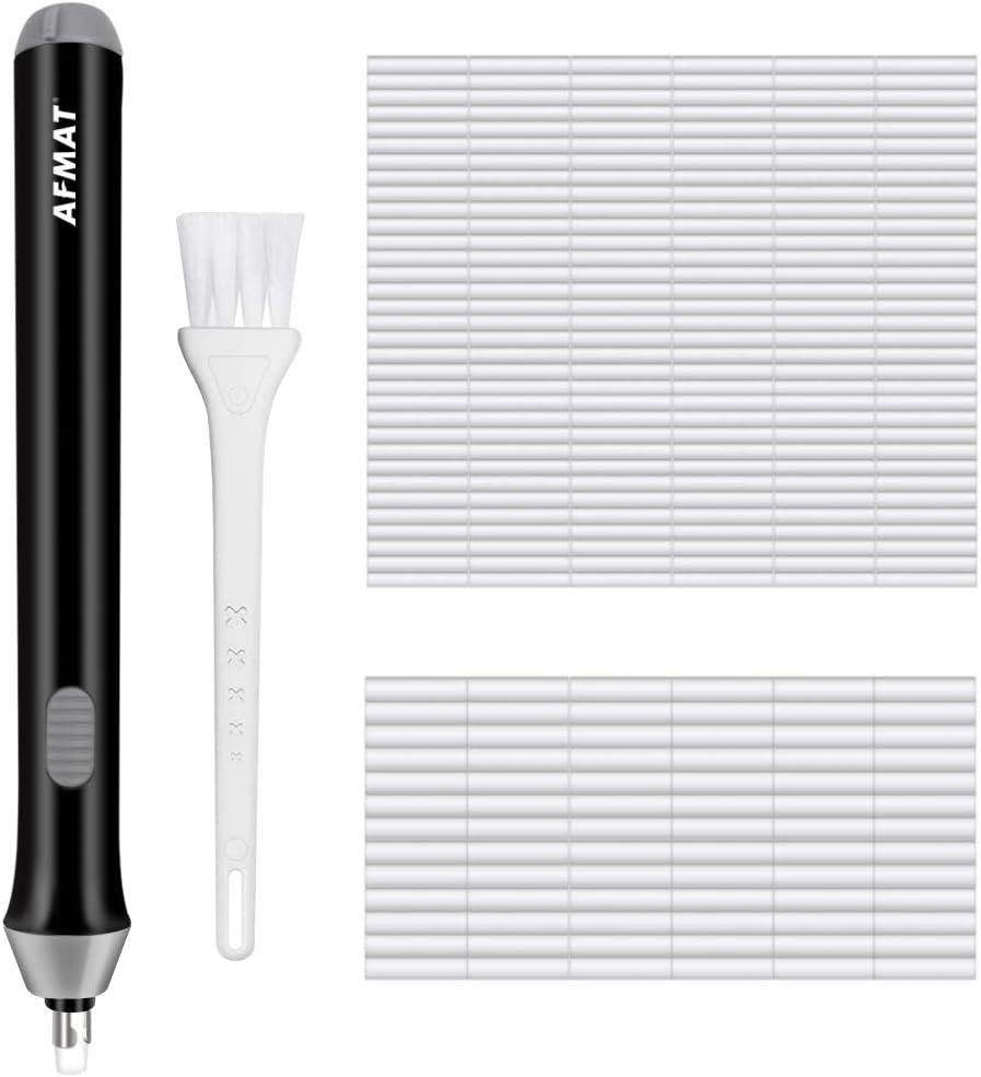 AFMAT Electric Eraser for Drawing, Battery Operated Eraser with 140 Refills, Electric Erasers Kit for Artist, Art Erasers for Painting, Sketching, Drafting, Detailer Tool for Crafting