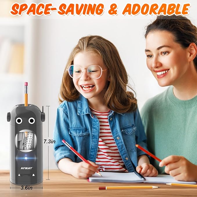 AFMAT PSX5RB Electric Pencil Sharpener, Robot Pencil Sharpener for Colored Pencils 7-11.5mm,Purple
