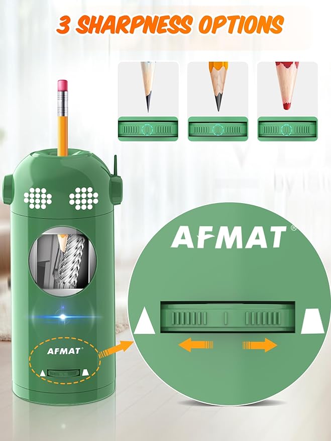 AFMAT PSX5EW Electric Pencil Sharpener Fully Automatic, Robot Pencil Sharpener for 7-11.5mm Pencils,Blue