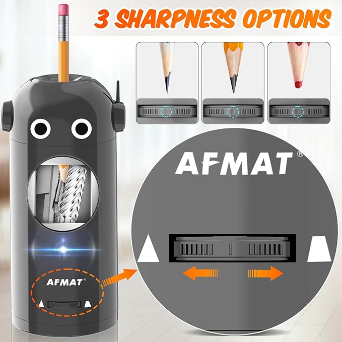 AFMAT PSX5RB Electric Pencil Sharpener, Robot Pencil Sharpener for Colored Pencils 7-11.5mm,Purple