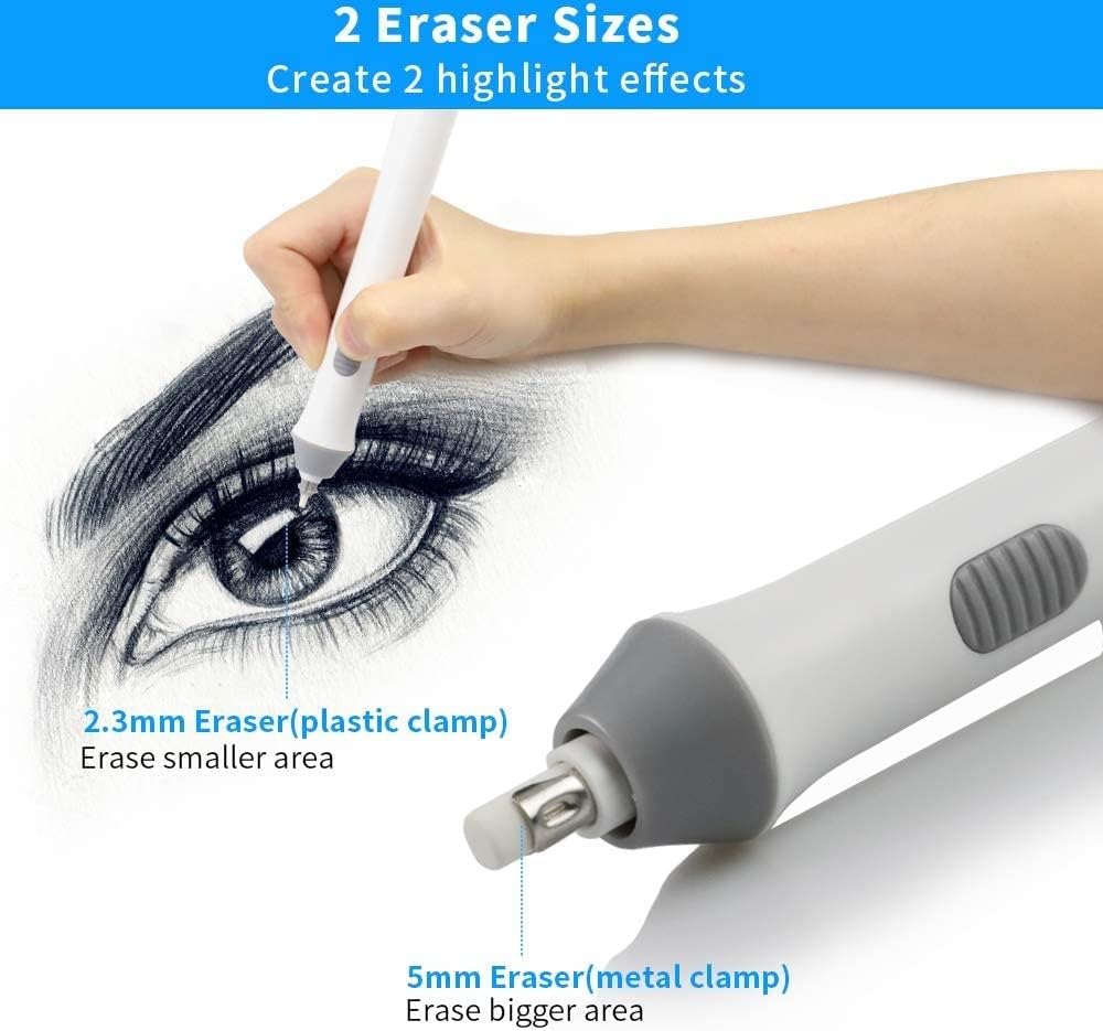 AFMAT Electric Eraser for Drawing, Battery Operated Eraser with 140 Refills, Electric Erasers Kit for Artist, Art Erasers for Painting, Sketching, Drafting, Detailer Tool for Crafting