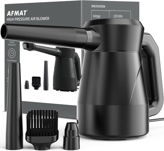 AFMAT AD19 Electric Air Duster, Air Blower, Replacement for Compressed Air Cans, Multi-Use Cleaning Tools with 9.8ft Cord for Electronics, Keyboard, Fans, Hairs, Cars, BBQ, Super Powerful and Last for Years,Black