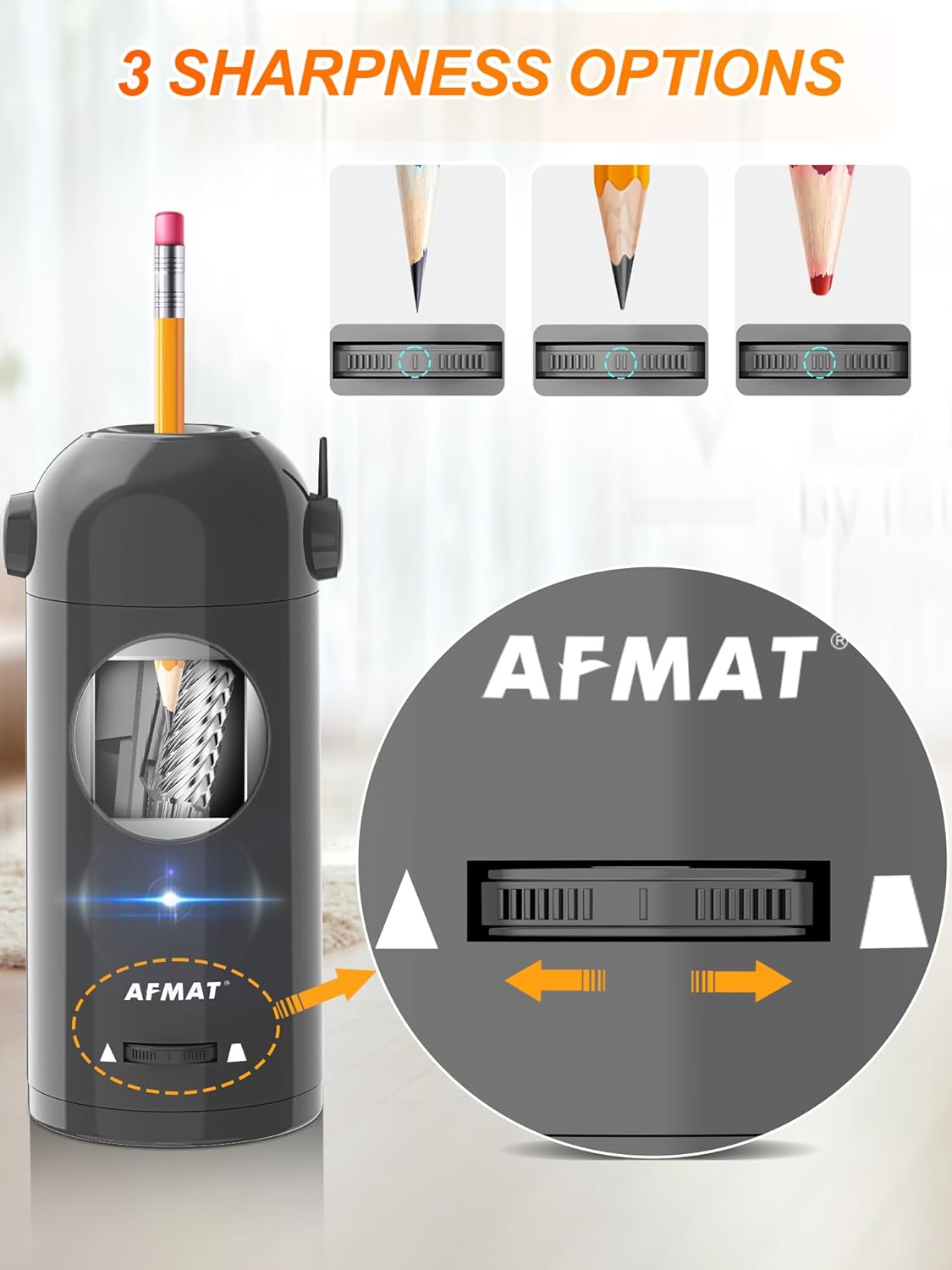 AFMAT PSX5 Fully Automatic Electric Pencil Sharpener,Black