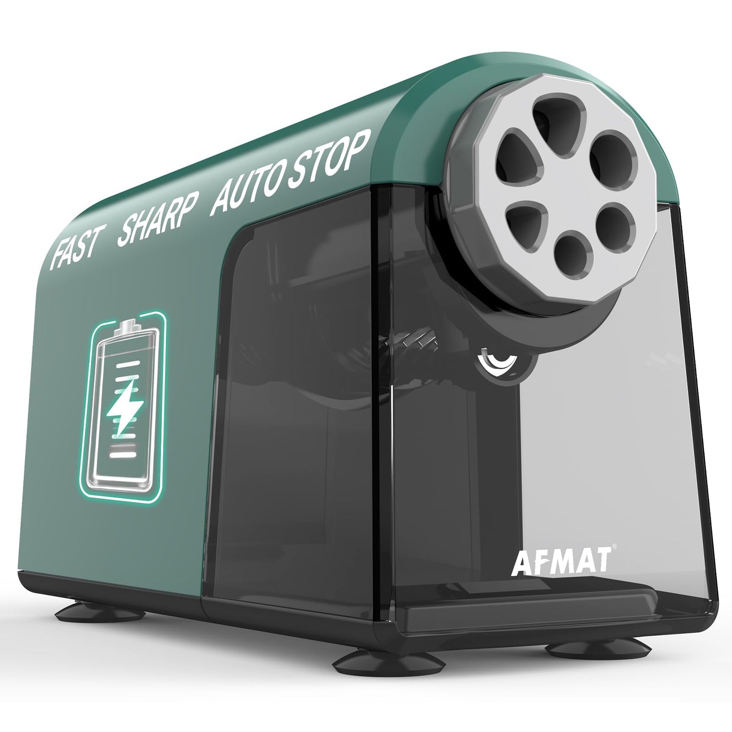 AFMAT 6-Hole Electric Pencil Sharpener Heavy Duty, Fast Sharpen, Auto Stop & Save Pencils, 10000 Sharpening Times, Rechargeable Classroom Pencil Sharpener for 6-11mm No.2/Large/Colored Pencils,Model:PSD2(Black)