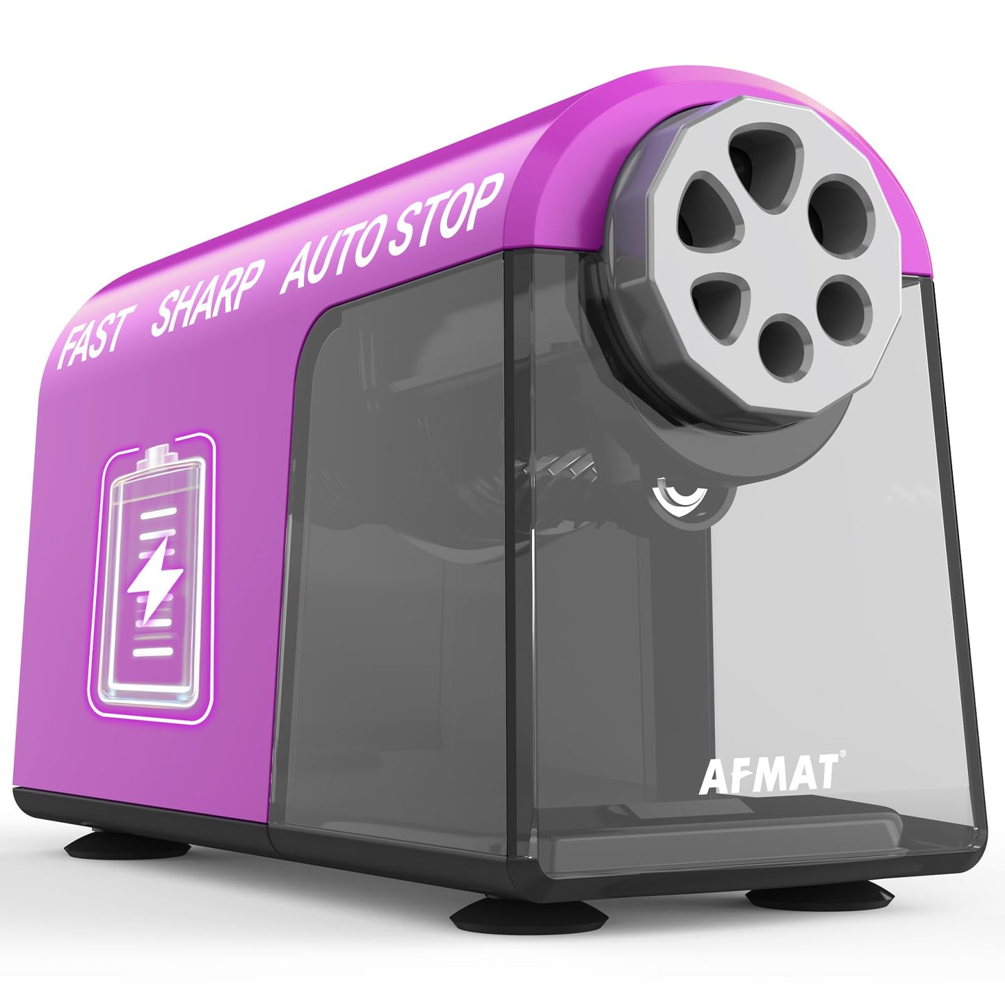 AFMAT 6-Hole Electric Pencil Sharpener Heavy Duty, Fast Sharpen, Auto Stop & Save Pencils, 10000 Sharpening Times, Rechargeable Classroom Pencil Sharpener for 6-11mm No.2/Large/Colored Pencils,Model:PSD2(Black)