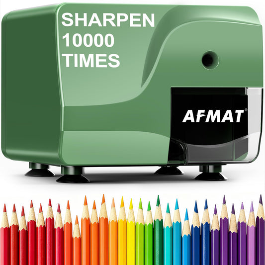 AFMAT PS108 Electric Pencil Sharpener, Heavy Duty Pencil Sharpener, Fast Sharpen in 3-5s, 3 Sharpness Setting, 10,000+ Sharpenings for Classroom, School, Home, Green