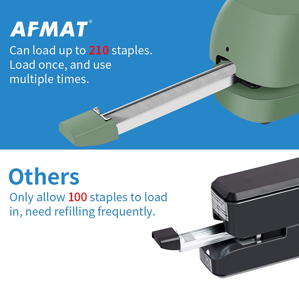 AFMAT Electric Stapler for Desk, Automatic Stapler Desktop, Office Staplers Electric, with Reload Reminder & Release Button, 25 Sheets Capacit,Model:ES03A(Black)