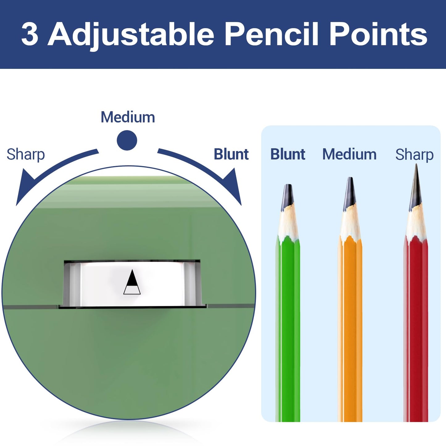 AFMAT PS108 Electric Pencil Sharpener, Heavy Duty Pencil Sharpener, Fast Sharpen in 3-5s, 3 Sharpness Setting, 10,000+ Sharpenings for Classroom, School, Home, Green