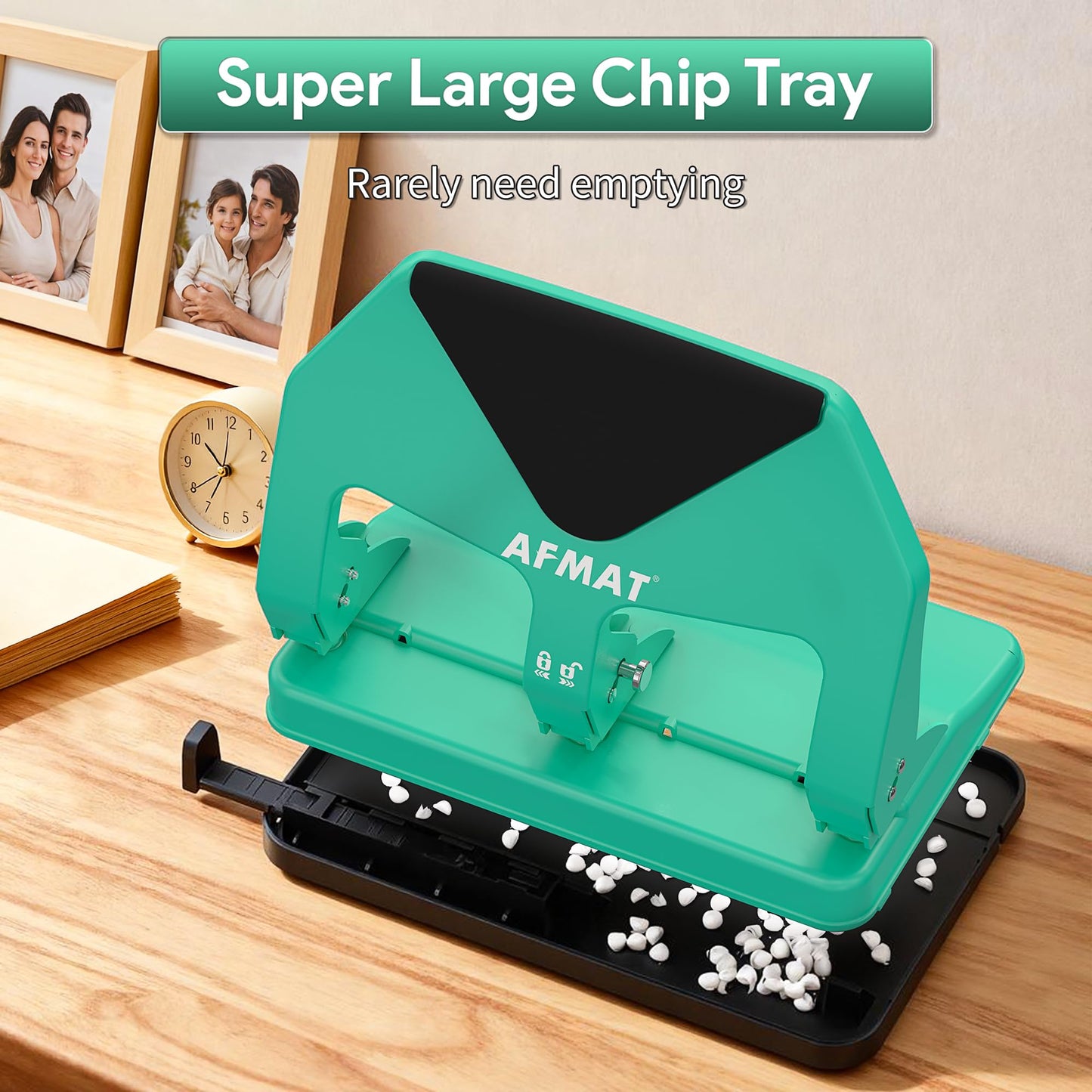 AFMAT HP20 Heavy Duty 3 Hole Punch, 60% Reduced Effort, 50-Sheet 3 Hole Puncher for Binder, 10,000+ Uses, Metal Three Hole Punch for Home Office School, w/Large Chip Tray, Paper Guide(Black)