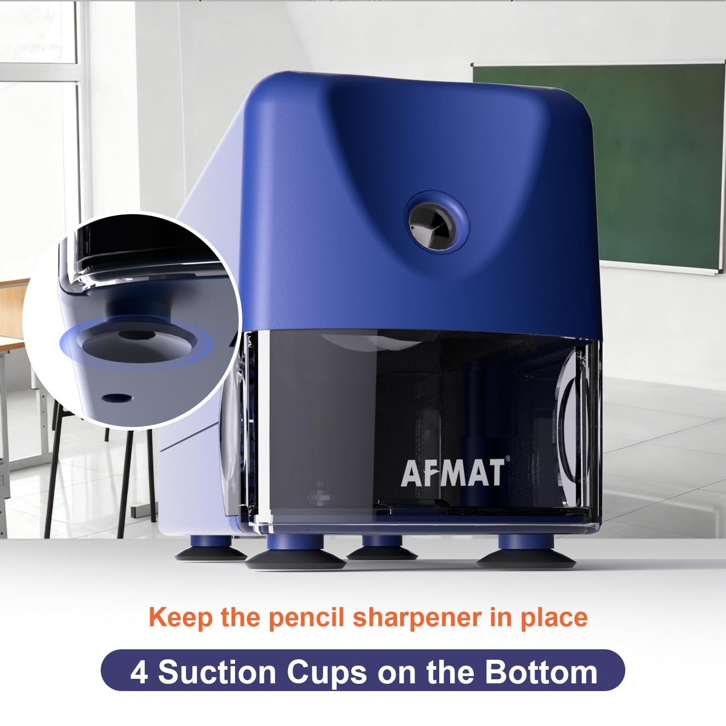 AFMAT PSD3 Electric Pencil Sharpener, Heavy Duty Classroom Pencil Sharpeners for 6-10.8mm Pencils, Auto Stop & Rechargeable, 2s Fast Sharpening, Battery Powered, 10,000 Sharpenings, Green