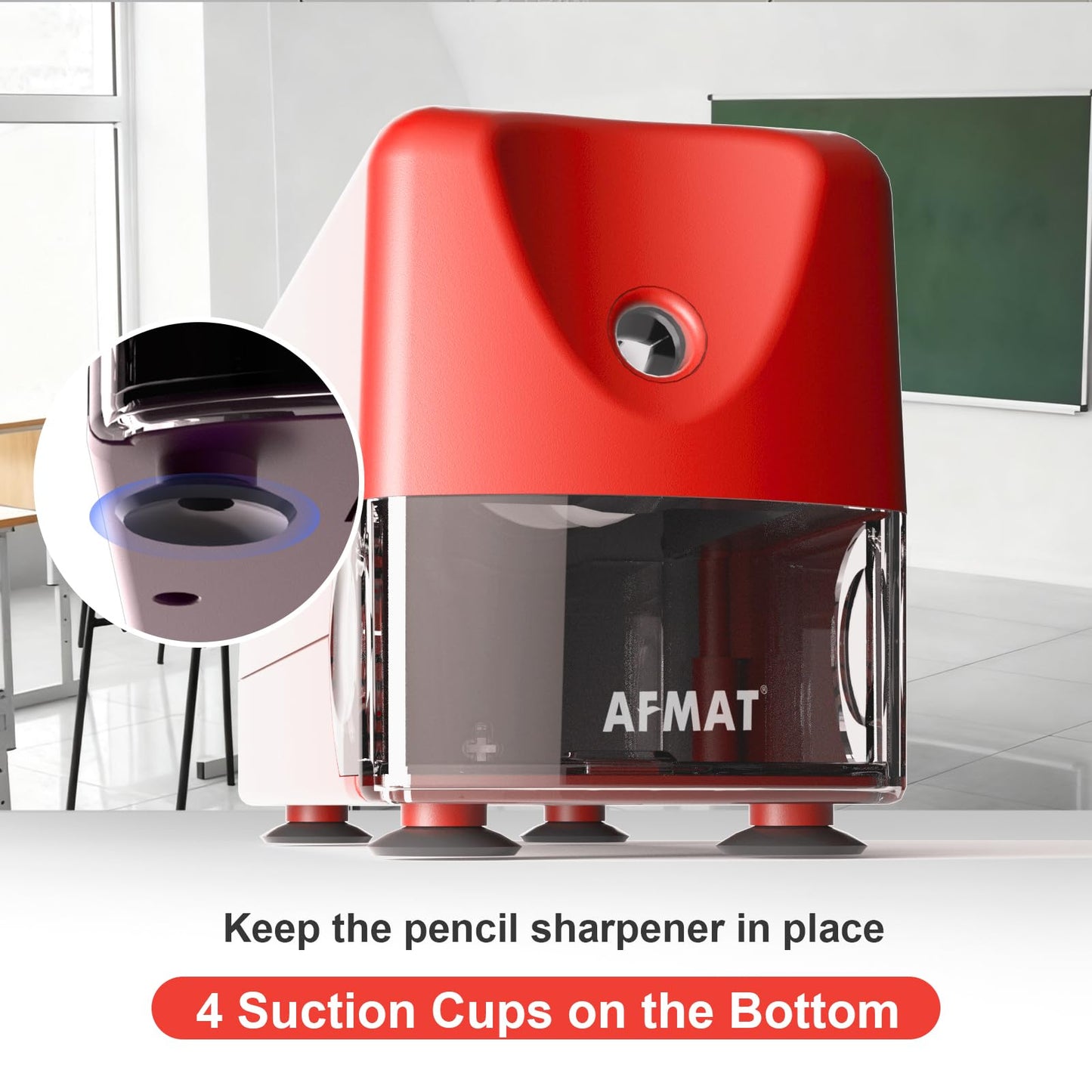 AFMAT PSD3 Super Durable Rechargeable Heavy Duty Electric Pencil Sharpener for 6-10.8mm Pencils,Upgraded Durable Blades 10,000 Sharpenings,PSD3BK