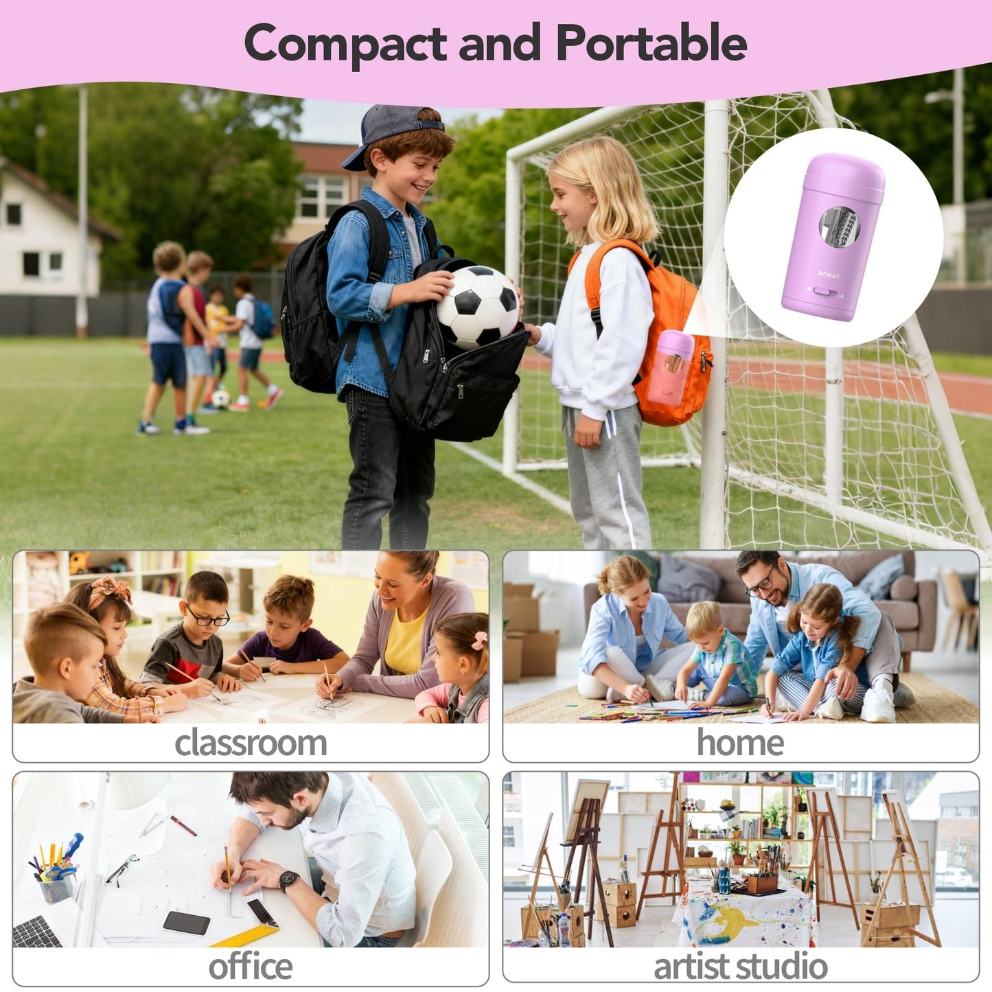 AFMAT PSX7 Electric Pencil Sharpener, Fully Automatic Pencil Sharpener for 7-8mm Pencils & Colored Pencils, Auto in & Out, Rechargeable Vertical Hands-Free Sharpeners for Classroom/Home/Office (Black)
