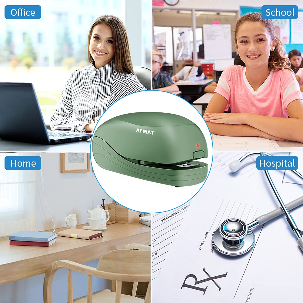 AFMAT Electric Stapler for Desk, Automatic Stapler Desktop, Office Staplers Electric, with Reload Reminder & Release Button, 25 Sheets Capacit,Model:ES03A(Black)